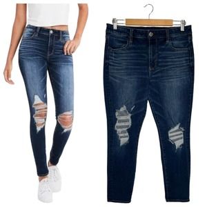 American Eagle 360 Next Level Stretch High Rise Jegging Destroyed Skinny 14S
